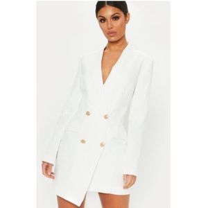 White Gold Button Blazer Dress